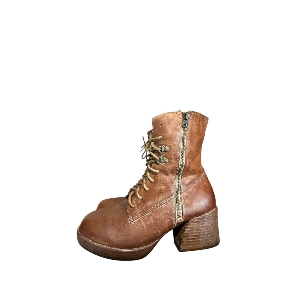 Kork-Ease Women's Raleigh Leather Ankle Boot Sz 10M Side Zip Y2K Brown Platform